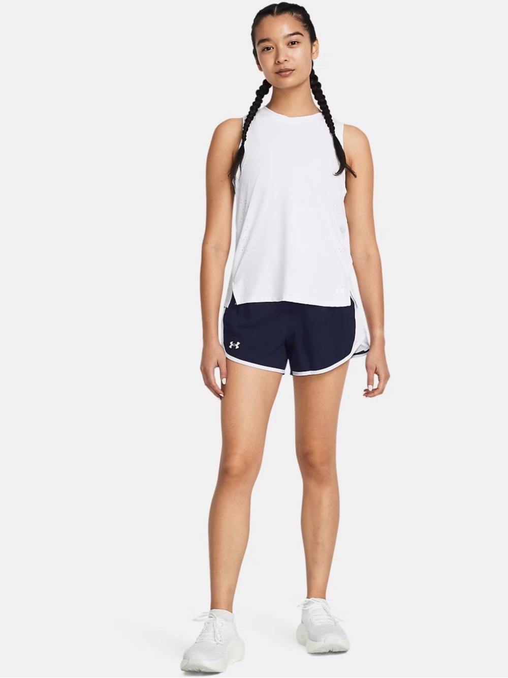 Under Armour Fly By 2.0 Black White Trim Running Drawstring Shorts Pocket M